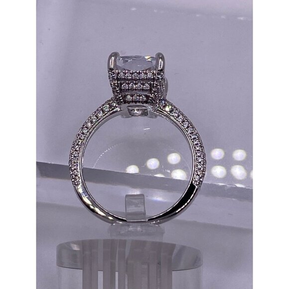 7.0ct Radiant Cut Engagement Ring, Simulated Diamond 925 Sterling Size 8.5 - Picture 11 of 12